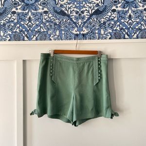 Anthropologie Elevenses Green Sailor Shorts